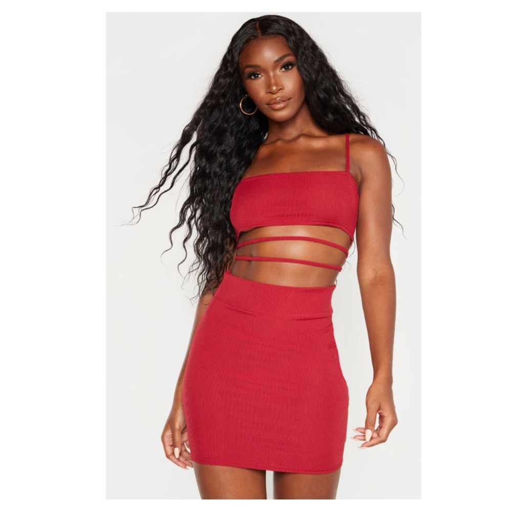 PRETTYLITTLETHING  Ribbed Strappy Cut Out Dress